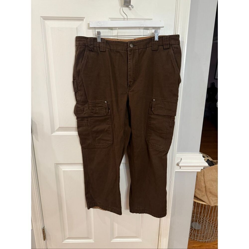 Duluth Dark Brown Duck Cloth Canvas Utility Pants sz 42X28 EUC